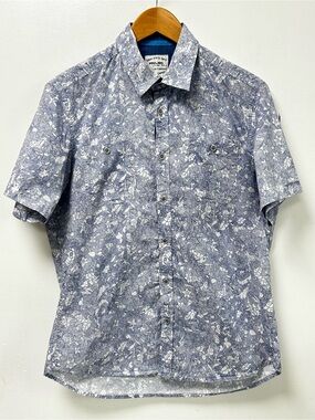 Projek Raw Men’s Botanical Floral Sketch Print Shirt Size M 100% Cotton